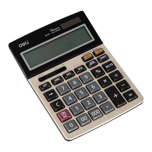 Калькулятор Deli Core E1671C (золотистый) настольный 14р