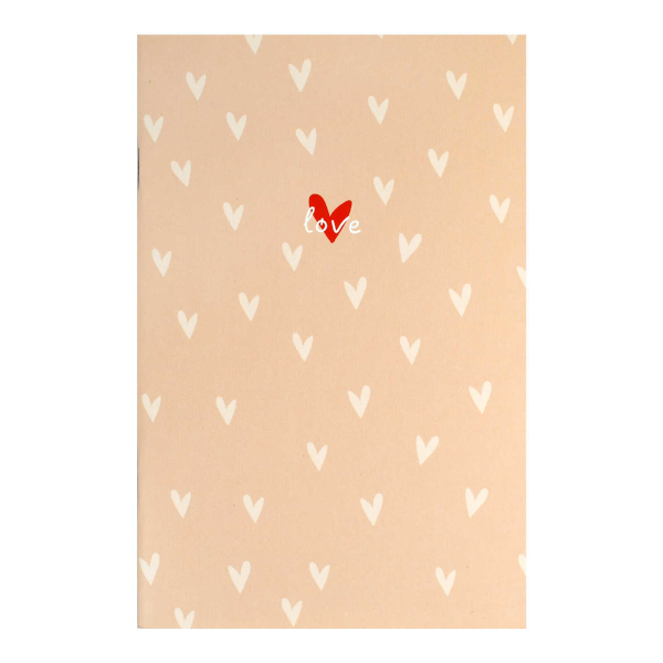 Блокнот А5- 32л "Сердечки на бежевом" клетка, скоба, мягк.обл., картон, рисунок 72158 Феникс+