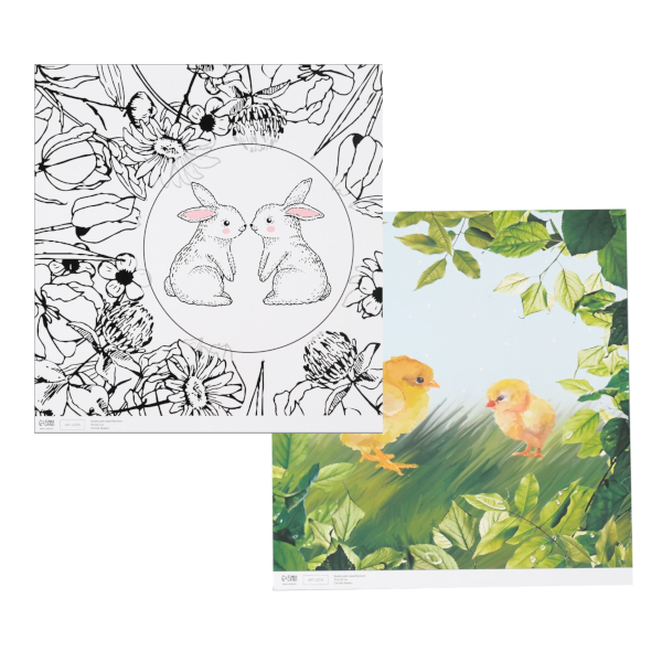 Бумага цветная для скрапбукинга А4+ (305*320мм) 5л "Зайчики и цыплята" 2-стор 10718359 Арт Узор