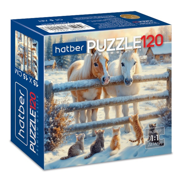 Пазлы 120 элем. дет. "Premium. Снежное утро" А5 150*150мм 120ПЗ5_35204 Hatber