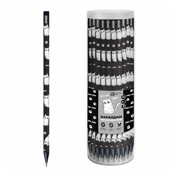 Карандаш ч/гр HB, дерево, круглый, ластик, рисунок "Три кота" 70085 Феникс+