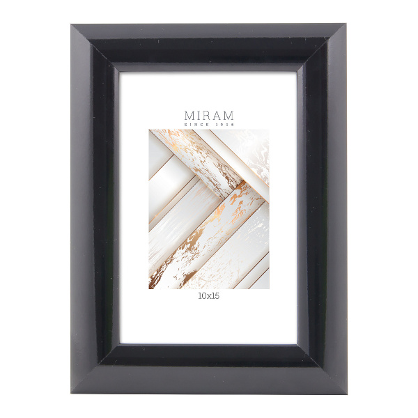 Фоторамка 10*15 пластик, багет 27мм, черный, вставка пластик, ножка 647277-4 МИРАМ