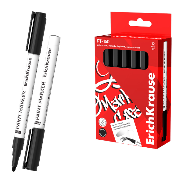 Маркер-краска 1-2мм, водн.осн., пулевид., черный, пластик. корп. PT-150 63569 Erich Krause