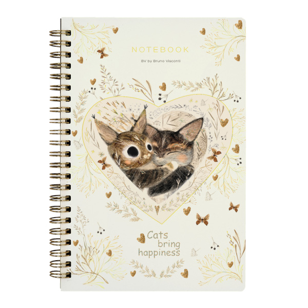 Тетрадь 60л А5 клетка/гребень "Котики приносят счастье" картон, рисунок 7-60-201/23 Bruno Visconti