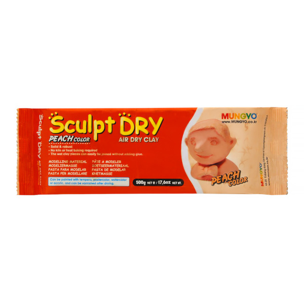 Глина для моделирования "Sculpt Dry" 500г, персиковая, пакет MGMF500 Mungyo