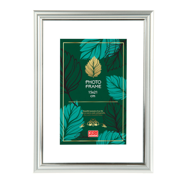 Фоторамка 15*21 пластик, багет 16мм, серебро, вставка стекло, ножка 2-599РП1521 Полином