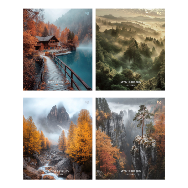 Тетрадь 48л А5 клетка "Дикий" картон, серый блок, ассорти Т5ск48 60312 BG