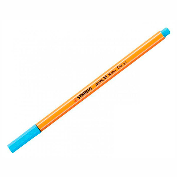Ручка капиллярная Stabilo "Point 88" голубой неон, 0,4мм 88/031
