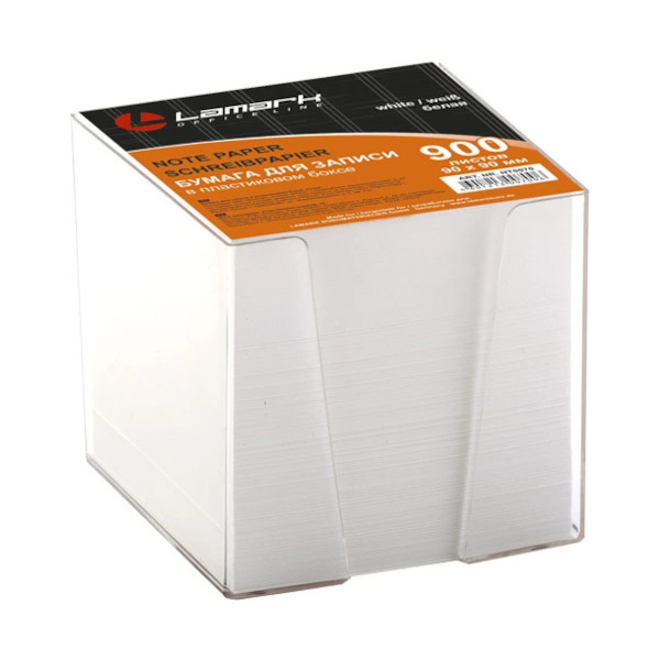 Блок для записей в пласт. боксе  Lamark 90*90*90мм, белый 70
