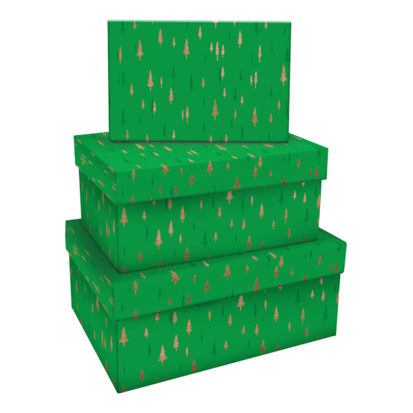Набор прямоугольных коробок 3в1 "Christmas trees" 19*12*7,5-15*10*5см MS_53765 MESHU
