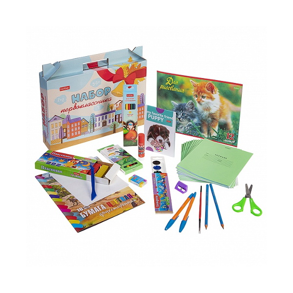 Набор Hatber для ПЕРВОКЛАССНИКА А4 "Городок"  в подарочной уп. 27 предметов, Нп4_74264