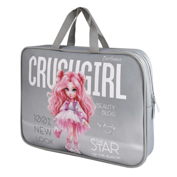 Папка с ручками А4+ 1отд., текстиль, молния "Красотка" 69316 Феникс+