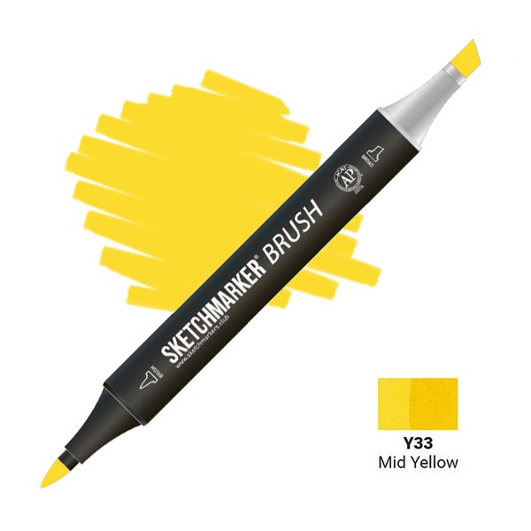 Маркер спиртовой худож. SKETCHMARKER "Brush" Y33 средний желтый, двустор., пулевид./скошен. SMB-Y33