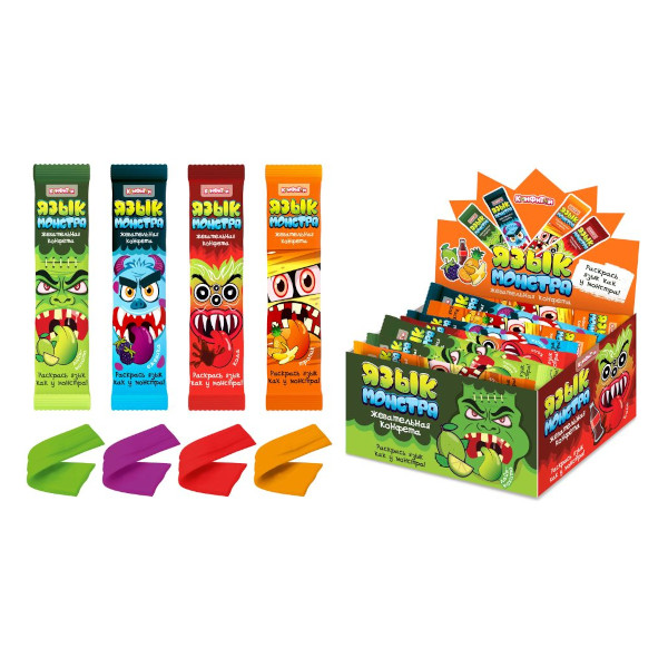 ЯЗЫК МОНСТРА жевательная конфета, ассорти (4 вкуса) 10г Конфитой КТ94734