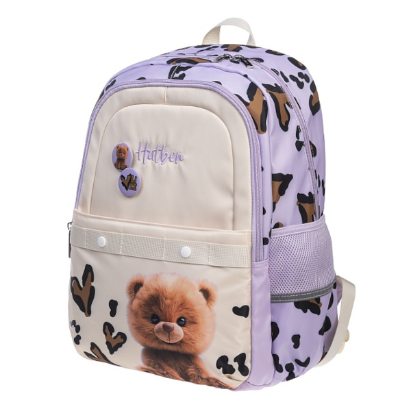 Рюкзак Hatber Модная школа "Пушистый мишка" 2отд., 3карм., полиэстер, 40*29*17,5см NRk_22044