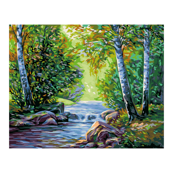 Картина по номерам ФРЕЯ 40*50см "Река в лесу" PNB/PL-316
