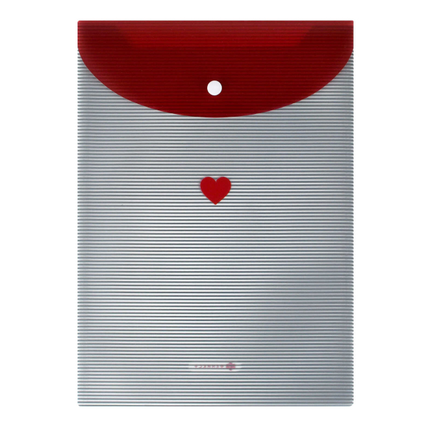 Папка-конверт на кнопке А4, 1отд., 180мкм, рисунок "Сердечко на полосках" 72249 Феникс+