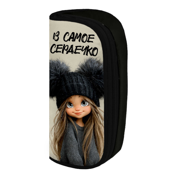 Пенал-косметичка 1 отд., 20,5*9*5,5см "Девчонка в шапке" без напол., полиэстер 72108 Феникс+