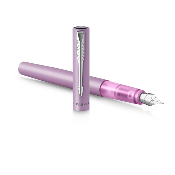 Ручка перьевая PARKER "Vector XL Lilac" синий патр., 0,8мм, корп. нержав. сталь 2159763