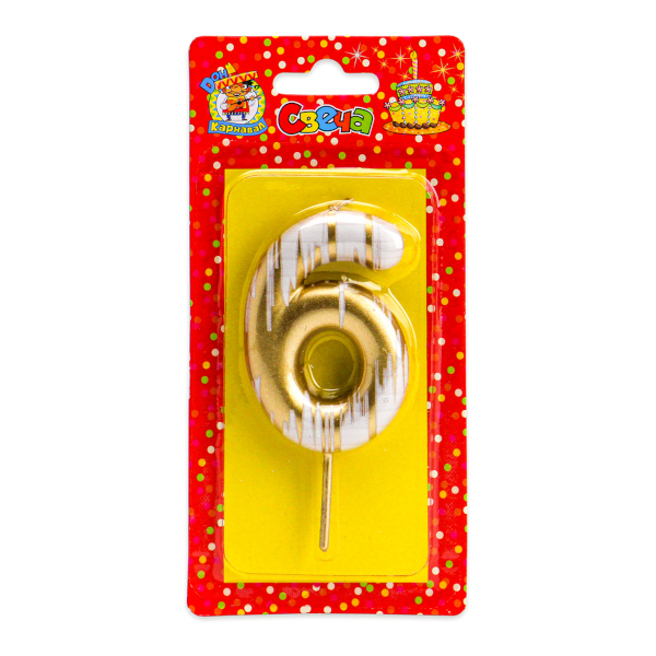 Свеча для торта "Цифра 6. Шебби шик. Золото" С-2515 Дон Карнавал