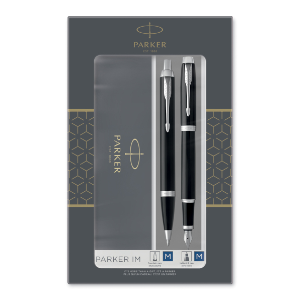 Набор Parker  "IM Black CT" ручка шариковая 1мм + ручка перьевая 1мм, подарочная упаковка 2093215