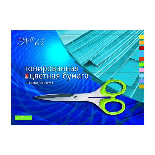 Бумага цветная крашенная в массе А3 двустор. 10л/10цв, папка №15 "Тонированная" 11-310-175 HOBBY TIM