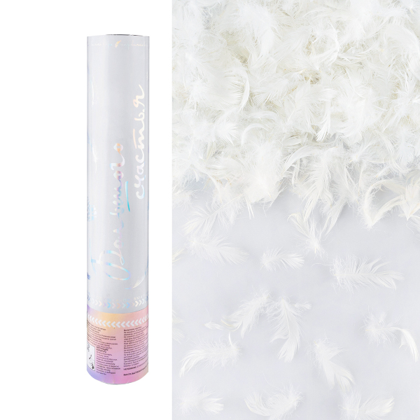 Хлопушка пневматическая "Большого Счастья. Перья" 30см, белый 823184 Дон Баллон