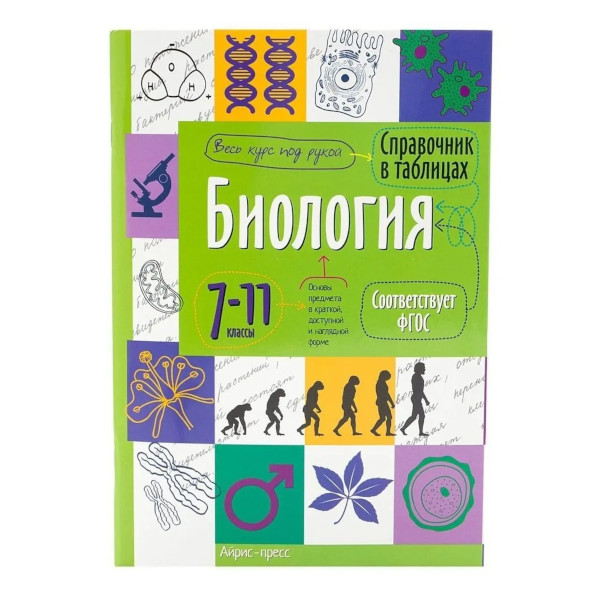 Книжка "Справочник в таблицах. Биология 7-11кл" А5+, 24л 25471 Айрис-Пресс