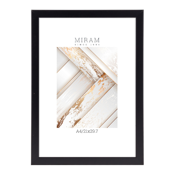 Фоторамка 21*29,7 пластик, багет 18мм, черный, вставка пластик 641877-А4 МИРАМ