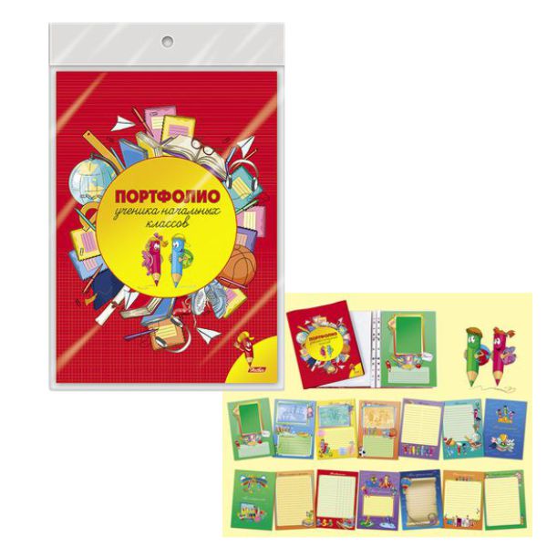 Папка-портфолио А4 "Веселые карандаши" для учеников нач.классов А4 16л Hatber 16Пу4_12645