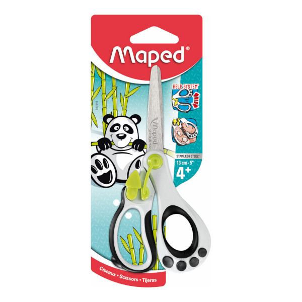 Ножницы 13см Maped "Koopy" асимметр., прорез., белый/черный 037910