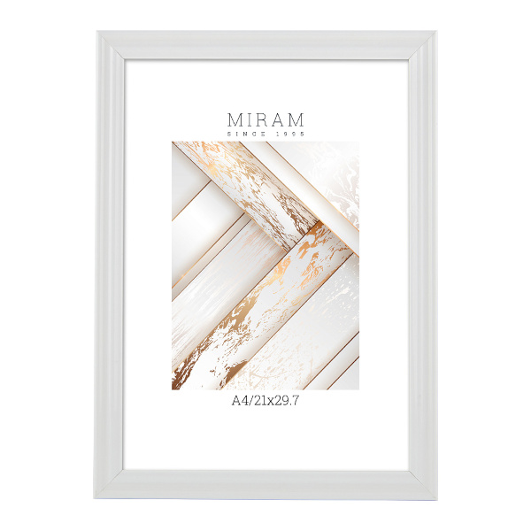 Фоторамка 21*29,7 пластик, багет 20мм, белый, вставка пластик 640261-А4 МИРАМ