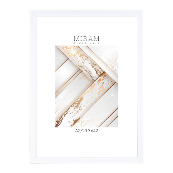 Фоторамка 29,7*42 (А3) пластик, багет 18мм, белый, вставка пластик 641861-А3 МИРАМ