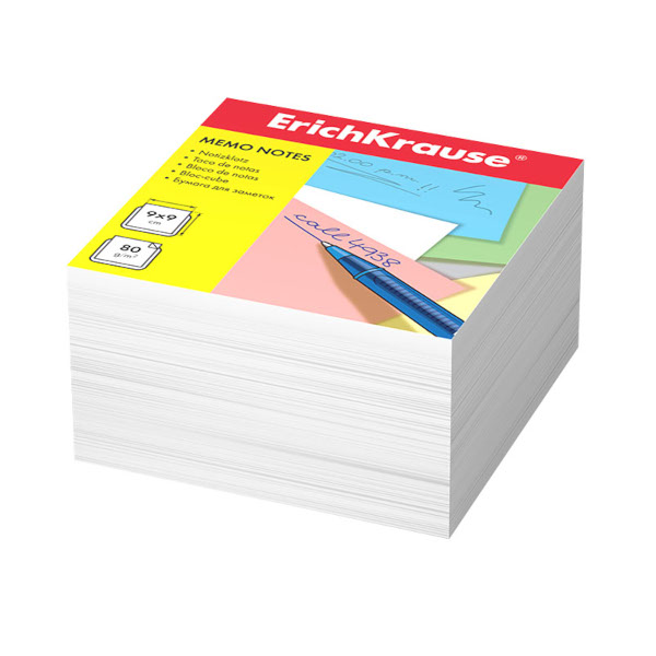 Блок для записей Erich Krause 90*90*50мм, белый, 80г/м2, белизна 98% ЕК2717