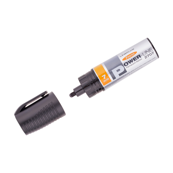 Маркер промышл. 7мм, спирт. осн., скош., черный, пласт. корп. PER-2707 Line plus