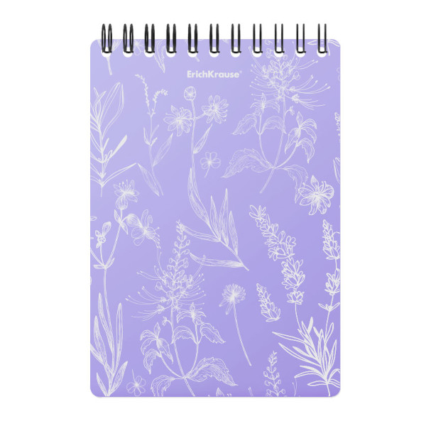 Блокнот А6 80л "Lavender" клетка, гребень, пластик.обл., рисунок 58331 Erich Krause