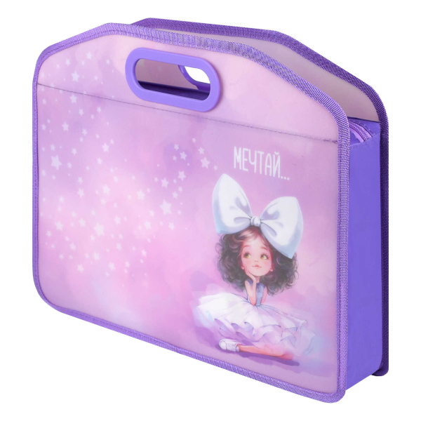 Папка с ручками А4 1отд., пластик, молния "Белая машина" 72352 Феникс+