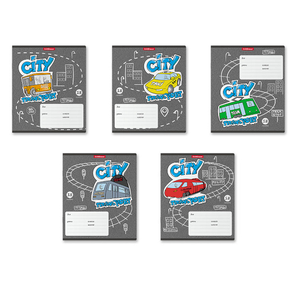 Тетрадь 18л А5+ линейка "City Transport" картон, ассорти 58252 Erich Krause