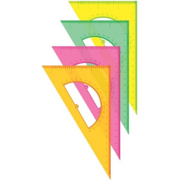 Треугольник 30град, 16см "Neon" с транспортиром, прозр., цв., пласт., ассорти ТК01/ТК010 Стамм