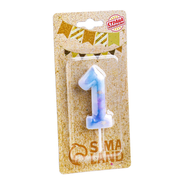 Свеча для торта "Цифра 1. Звездопад" 5,5см 7663101 Страна Карнавалия