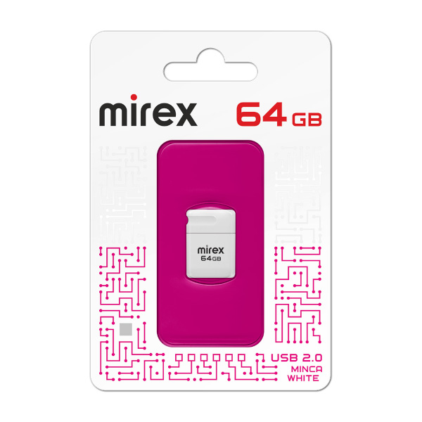 Память Flash Drive 64Gb USB 2.0 Mirex MINCA WHITE. 13600-FMUMIW64