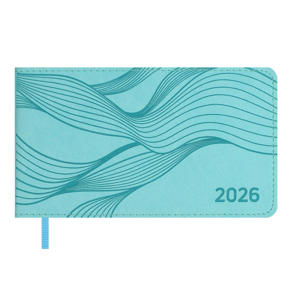 Еженедельник 87*150мм 2026 Escalada "Виннер" интегр.обл., иск.кожа, сшивка, голубой 70404