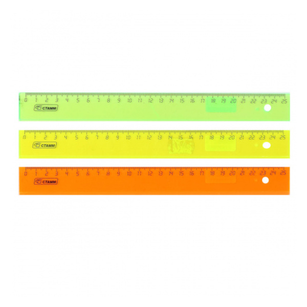 Линейка 25см, пластик, тонир. ассорти "Neon" ЛН220 СТАММ