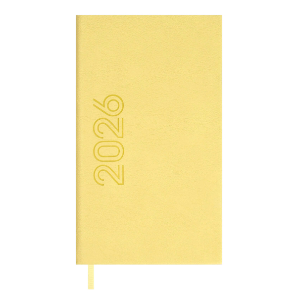 Еженедельник 85*145мм 2026 Escalada "Лозанж" тв.обл., иск.кожа, сшивка, желтый 70363