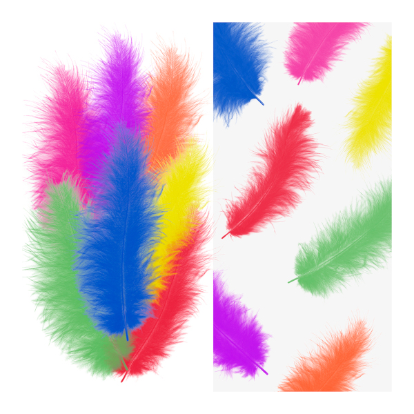Декоративный элемент "Перья декоративные. Яркие" 12-15см, 30шт, цветные 6015513 Волна веселья