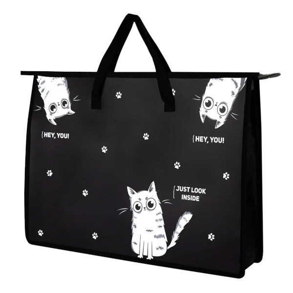 Папка с ручками А3 (450*330мм) 1отд., пластик, молния "Три кота" 69270 Феникс+