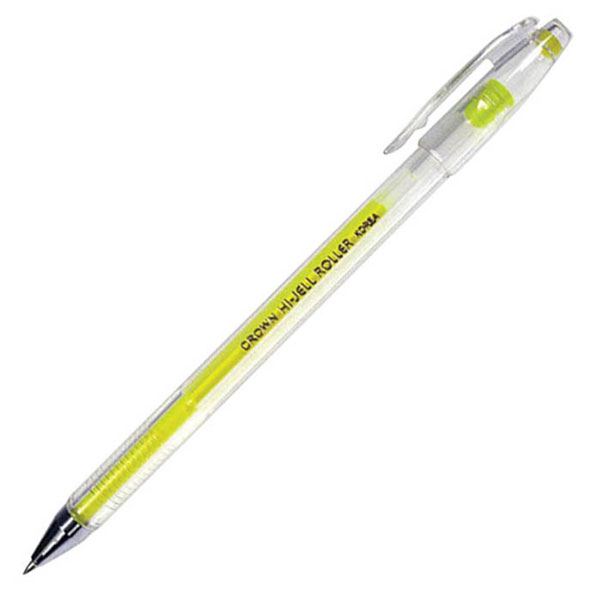 Ручка гелевая 0,7мм, желтый, прозрач. корп. "Hi-Jell. Color" HJR-500HB Crown