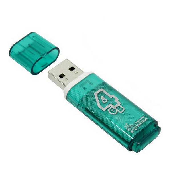 Память Flash Drive 4Gb USB 2.0. Smartbuy Glossy series green SB4GBGS-G