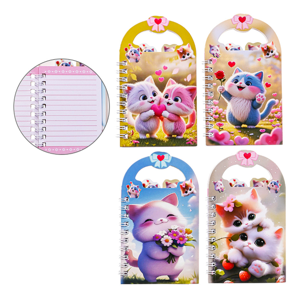 Блокнот А6- 50л "Котики" линейка, гребень, мягк.обл., картон, ассорти M-3325 MAZARI