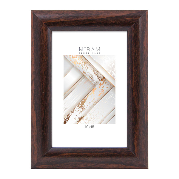 Фоторамка 10*15 пластик, багет 27мм, венге, вставка пластик, ножка 647246-4 МИРАМ